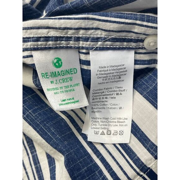 J.crew button up shirt mens sz X-Large blue pinstripes short sleeve top nwt - Picture 10 of 12